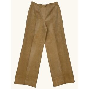 Mollie Parnis Vintage Tan Skinner Ultrasuede Wide Leg Trousers High Rise Pants